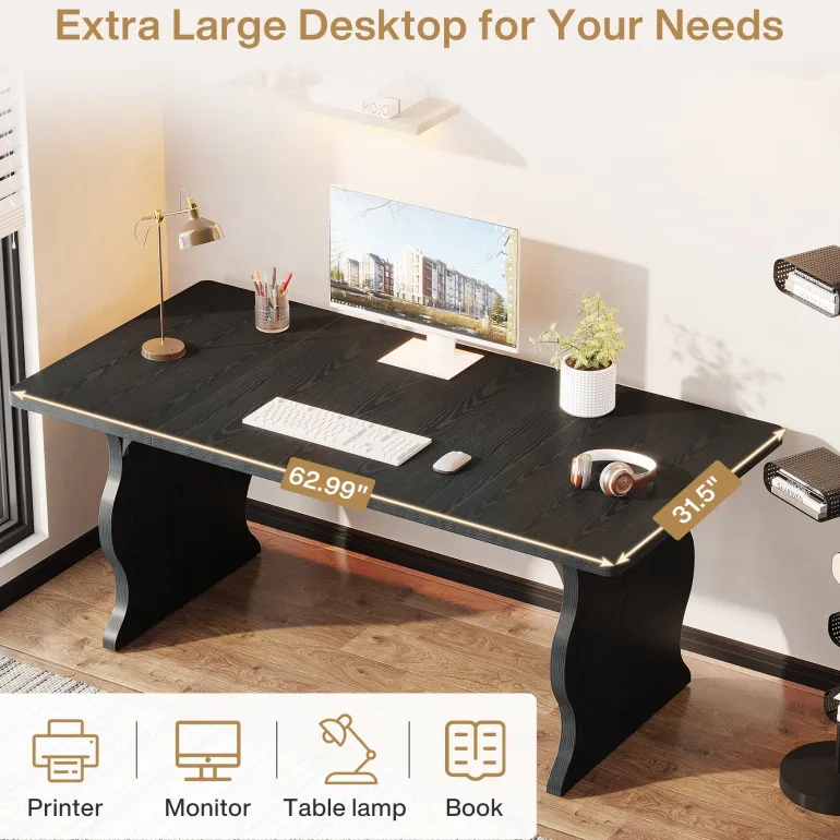 Outlet Tribesigns 63-Inch Large Executive Desk, Sturdy Computer Desk Conference Table