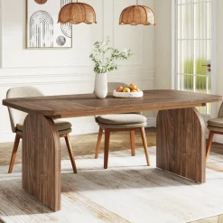 Hot Tribesigns 63-Inch Rectangular Dining Table Thick Laminated Tabletop for 4-6 Person