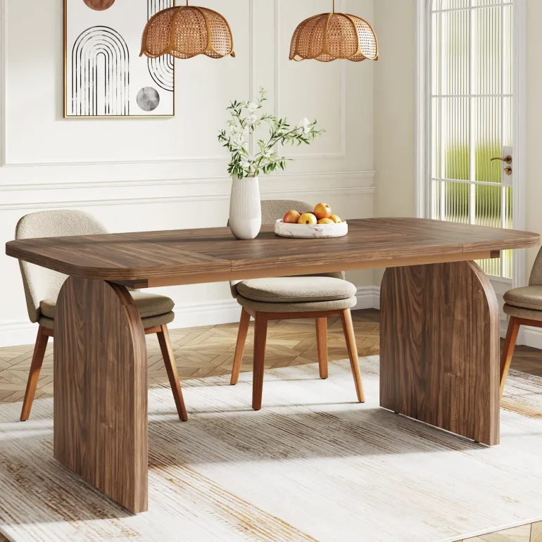 Hot Tribesigns 63-Inch Rectangular Dining Table Thick Laminated Tabletop for 4-6 Person