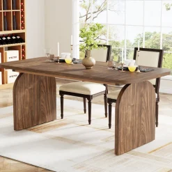 Hot Tribesigns 63-Inch Rectangular Dining Table Thick Laminated Tabletop for 4-6 Person