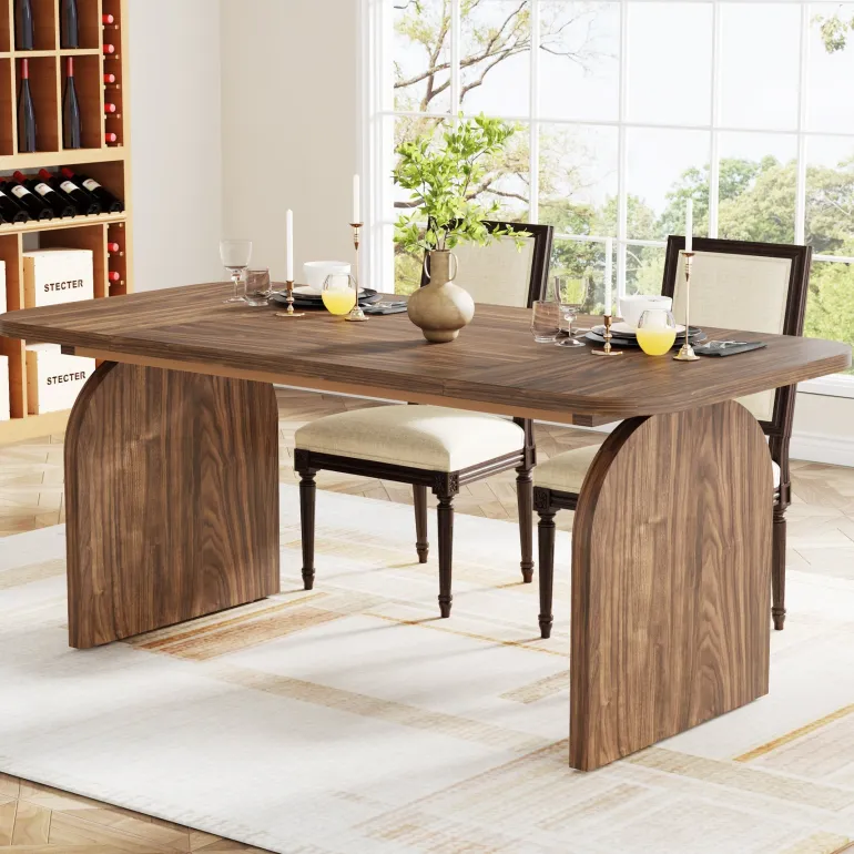 Hot Tribesigns 63-Inch Rectangular Dining Table Thick Laminated Tabletop for 4-6 Person
