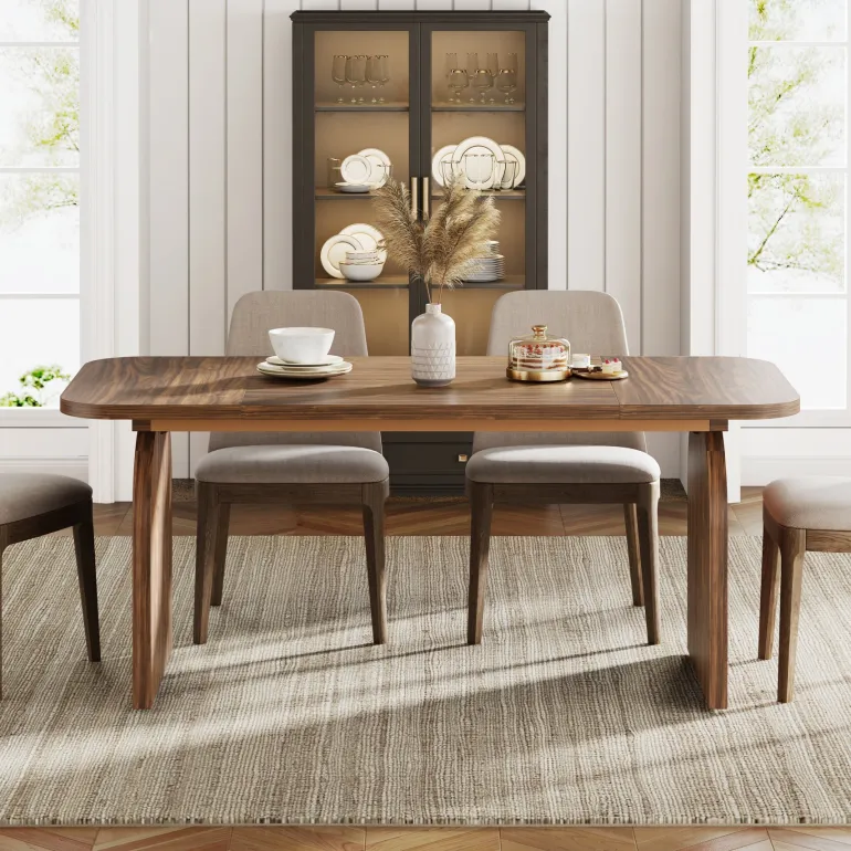 Hot Tribesigns 63-Inch Rectangular Dining Table Thick Laminated Tabletop for 4-6 Person