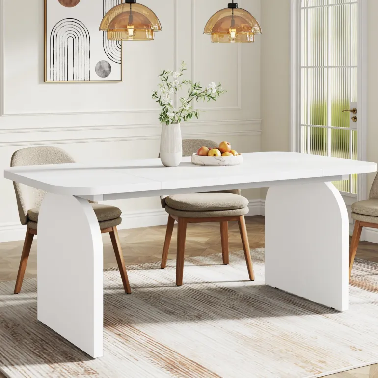 Hot Tribesigns 63-Inch Rectangular Dining Table Thick Laminated Tabletop for 4-6 Person