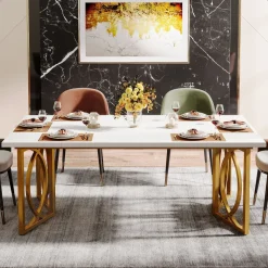 Fashion Tribesigns 70.9-Inch Wood Dining Table , Modern Rectangle Kitchen Table for 4-6 People