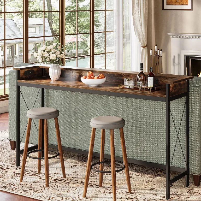 Cheap Tribesigns Industrial Console Table, 70.9" Sofa Table with Outlets and USB Ports