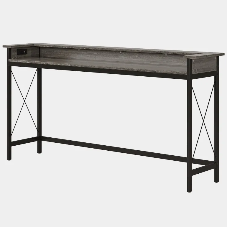 Cheap Tribesigns Industrial Console Table, 70.9" Sofa Table with Outlets and USB Ports
