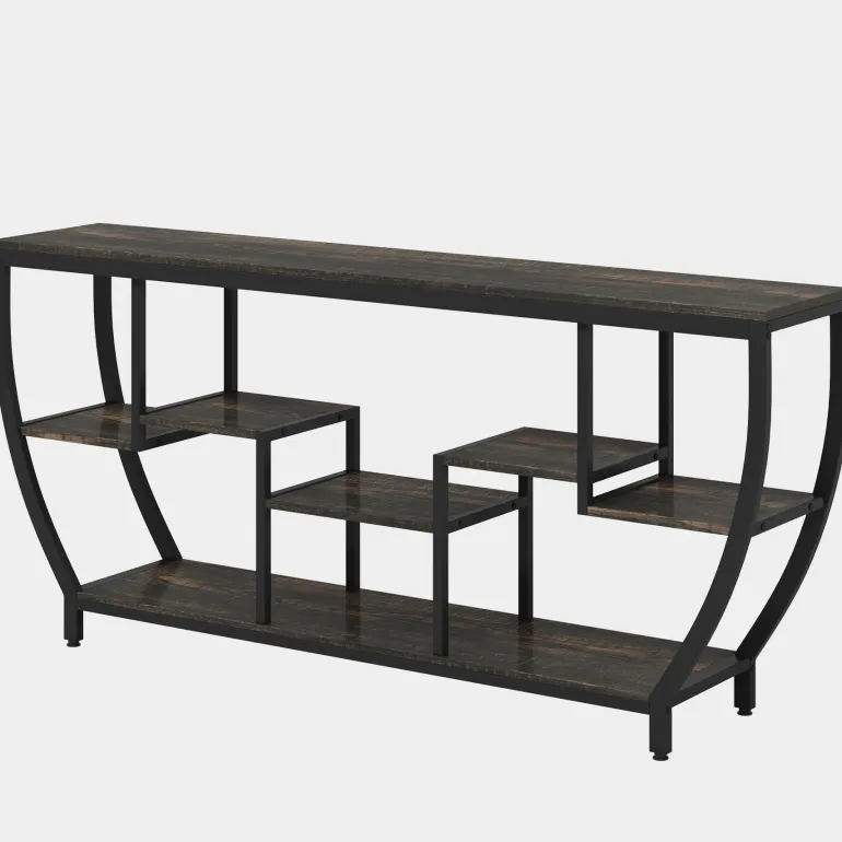 Best Tribesigns Industrial Console Table, 70.9" Entryway Sofa Table with Shelves