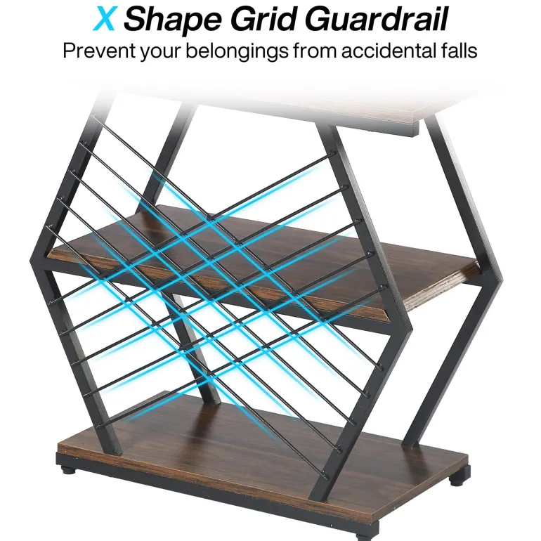 Discount Tribesigns Industrial End Table Side Table with 3 Storage Shelves & Metal Frame