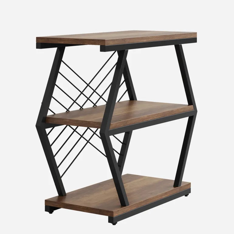 Discount Tribesigns Industrial End Table Side Table with 3 Storage Shelves & Metal Frame