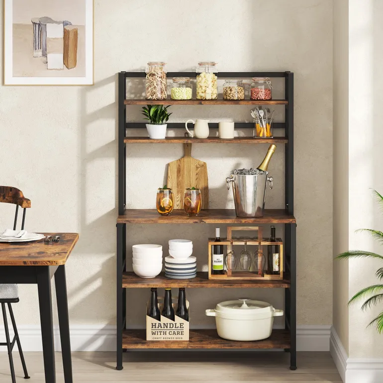 Fashion Tribesigns Industrial Kitchen Baker's Rack, 5-Tier Kitchen Utility Storage Shelf