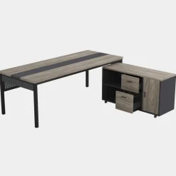 Best Sale Tribesigns Industrial L - Shaped Desk, 71" Executive Desk with 47" Mobile File Cabinet