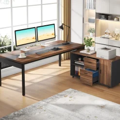 Best Sale Tribesigns Industrial L - Shaped Desk, 71