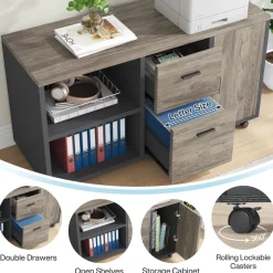 Best Sale Tribesigns Industrial L - Shaped Desk, 71