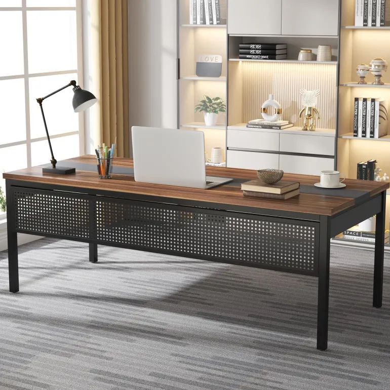 Best Sale Tribesigns Industrial L - Shaped Desk, 71" Executive Desk with 47" Mobile File Cabinet
