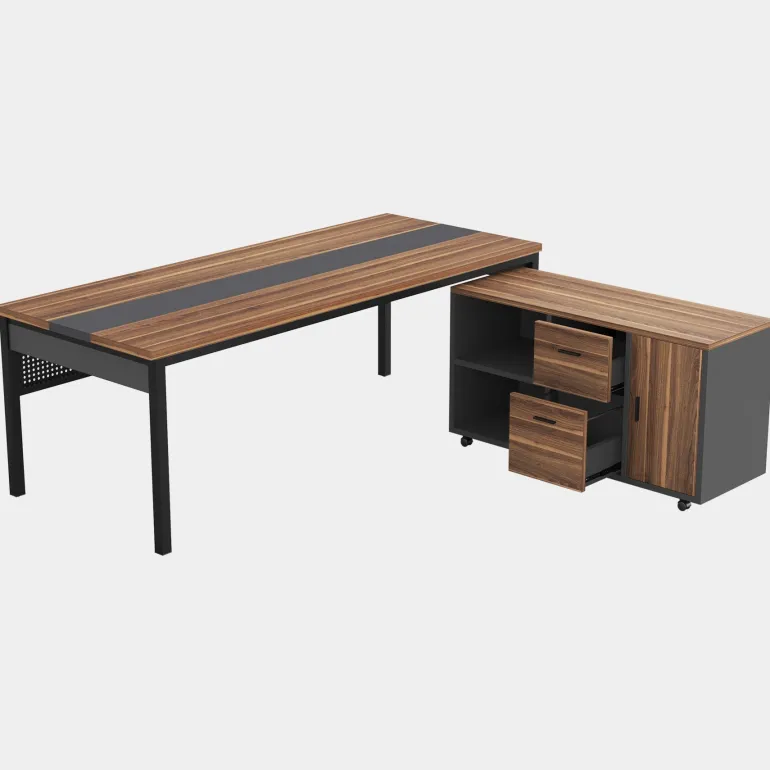 Best Sale Tribesigns Industrial L - Shaped Desk, 71" Executive Desk with 47" Mobile File Cabinet