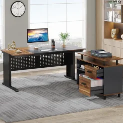 New Tribesigns Industrial L - Shaped Desk, 63