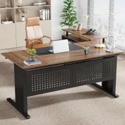 New Tribesigns Industrial L - Shaped Desk, 63