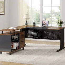 New Tribesigns Industrial L - Shaped Desk, 63