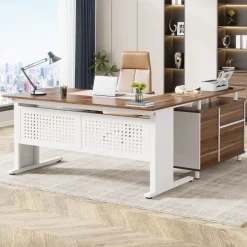 New Tribesigns Industrial L - Shaped Desk, 63