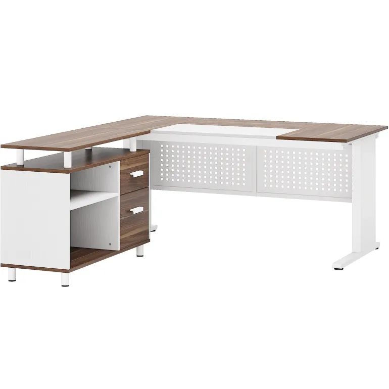New Tribesigns Industrial L - Shaped Desk, 63" Computer Executive Desk with File Cabinet