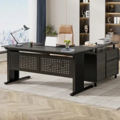 New Tribesigns Industrial L - Shaped Desk, 63