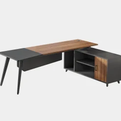 Fashion Tribesigns Industrial L-Shaped Desk, 78.74 Inch Executive Office Desk with File Cabinet