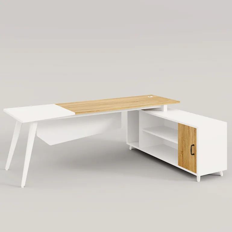 Fashion Tribesigns Industrial L-Shaped Desk, 78.74 Inch Executive Office Desk with File Cabinet