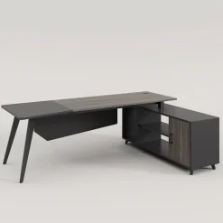 Fashion Tribesigns Industrial L-Shaped Desk, 78.74 Inch Executive Office Desk with File Cabinet