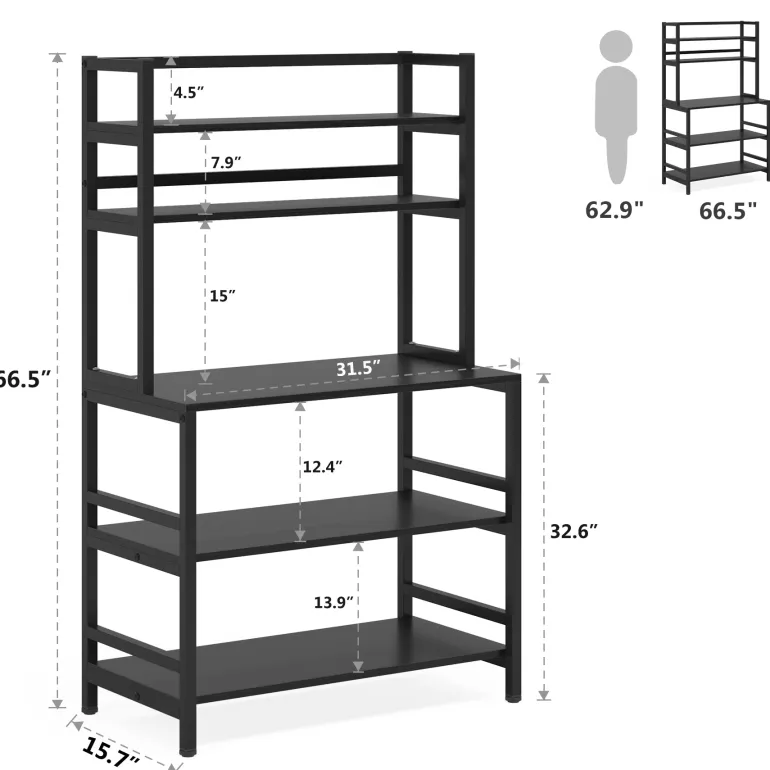 Clearance Tribesigns Kitchen Baker's Rack, 5-Tier Microwave Oven Stand with Hutch