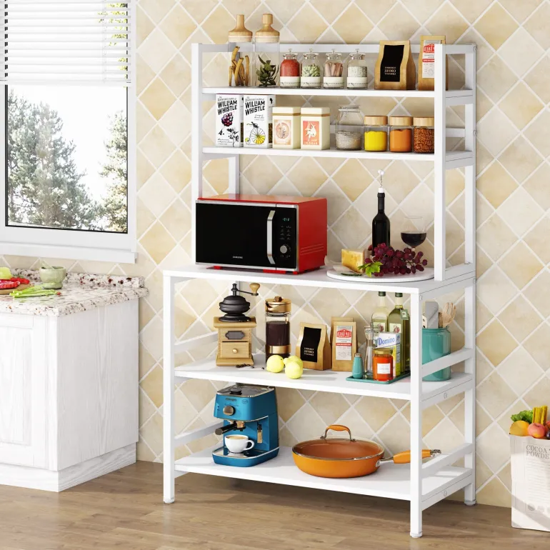 Clearance Tribesigns Kitchen Baker's Rack, 5-Tier Microwave Oven Stand with Hutch