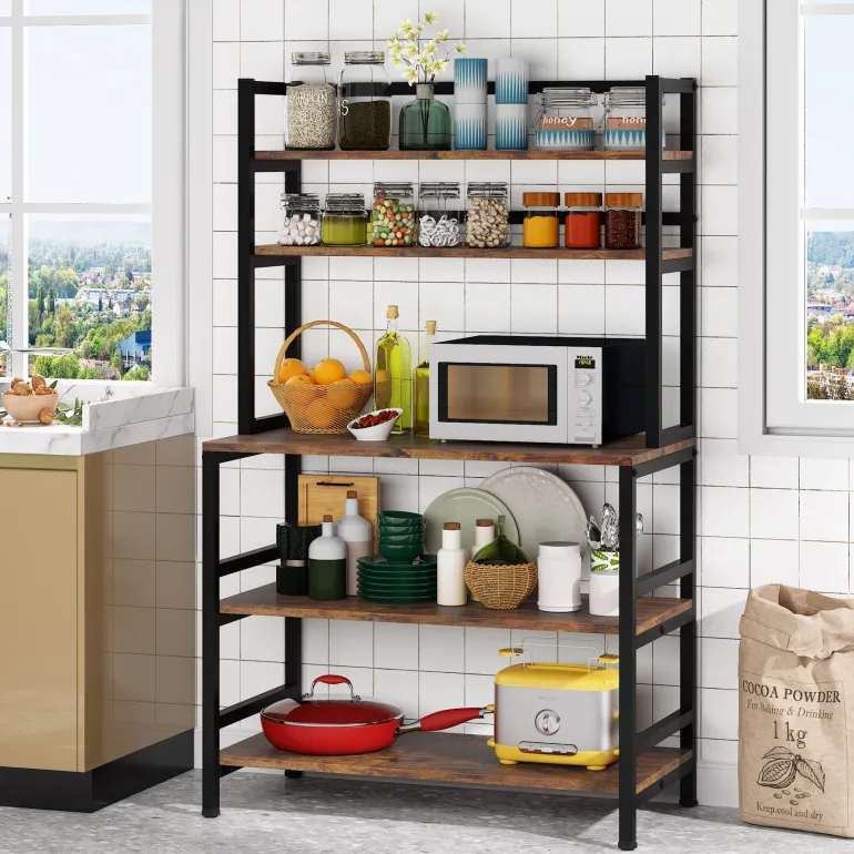 Clearance Tribesigns Kitchen Baker's Rack, 5-Tier Microwave Oven Stand with Hutch