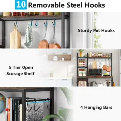 Outlet Tribesigns Kitchen Baker's Rack, 5-Tier Utility Storage Shelf with Hutch