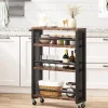 Fashion Tribesigns Kitchen Cart, 4 Tier Slim Storage Rolling Cart Spice Rack