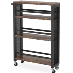 Fashion Tribesigns Kitchen Cart, 4 Tier Slim Storage Rolling Cart Spice Rack
