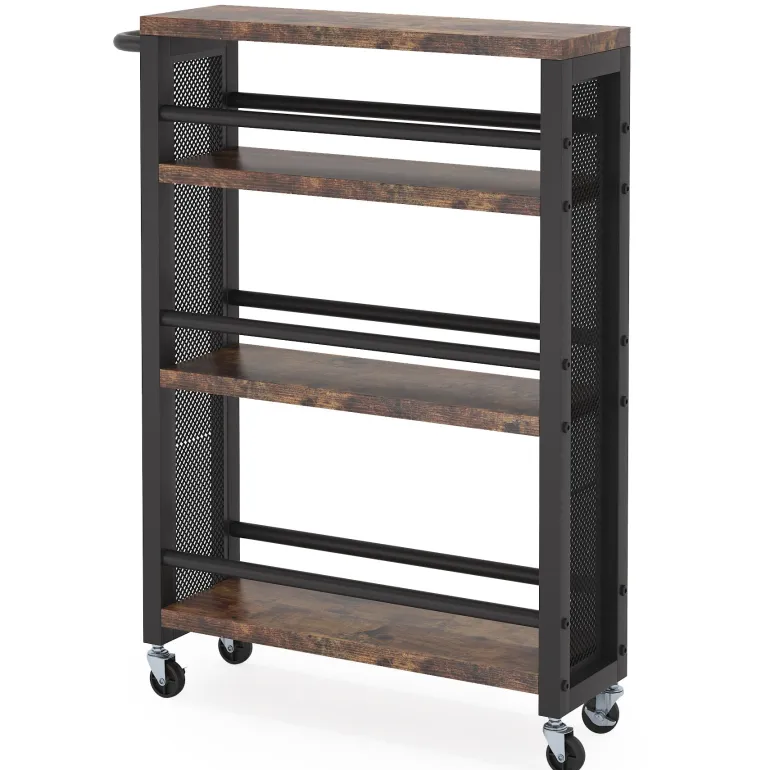 Fashion Tribesigns Kitchen Cart, 4 Tier Slim Storage Rolling Cart Spice Rack