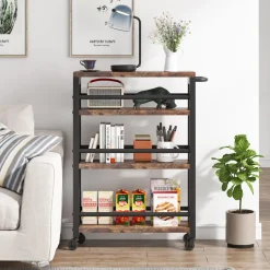 Fashion Tribesigns Kitchen Cart, 4 Tier Slim Storage Rolling Cart Spice Rack
