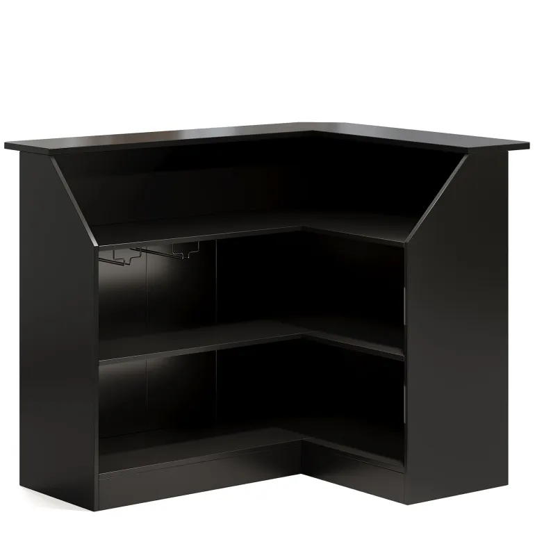 Outlet Tribesigns L - Shaped Bar Table, 4 - Tier Bar Cabinet Reception Desk