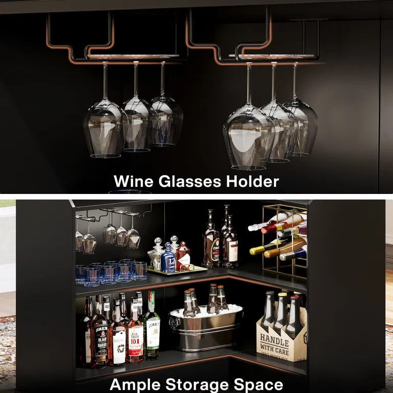 Outlet Tribesigns L - Shaped Bar Table, 4 - Tier Bar Cabinet Reception Desk