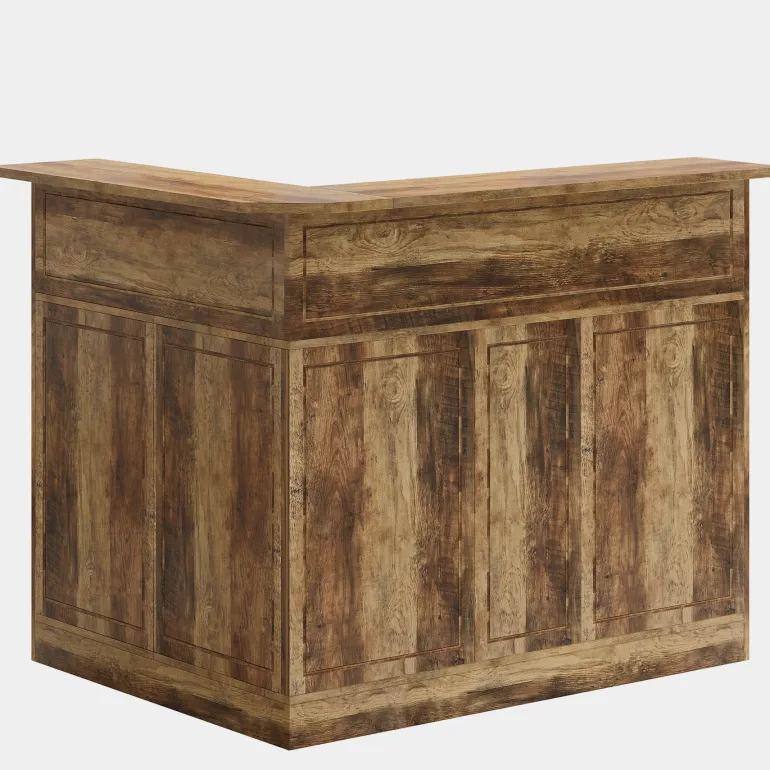 Outlet Tribesigns L - Shaped Bar Table, 4 - Tier Bar Cabinet Reception Desk