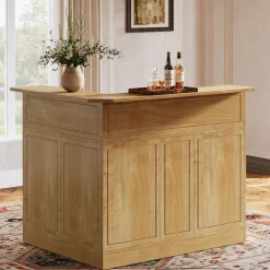 Outlet Tribesigns L - Shaped Bar Table, 4 - Tier Bar Cabinet Reception Desk