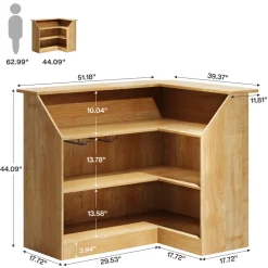 Outlet Tribesigns L - Shaped Bar Table, 4 - Tier Bar Cabinet Reception Desk
