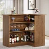 Hot Tribesigns L - shaped Bar Table, 4 - tier Bar Cabinet Liquor Bar Units