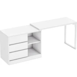 Fashion Tribesigns L - Shaped Computer Desk, Reversible Corner Desk With Drawer Cabinet