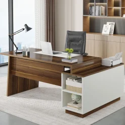 Hot Tribesigns L - Shaped Executive Desk, 70.5" Computer Desk with Cabinet