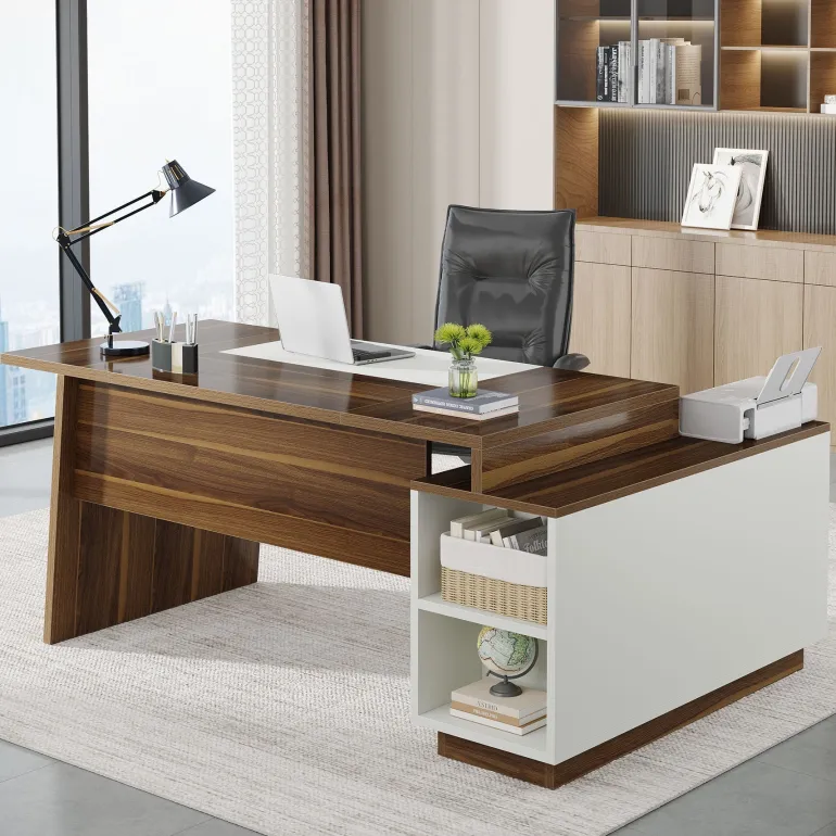 Hot Tribesigns L - Shaped Executive Desk, 70.5" Computer Desk with Cabinet