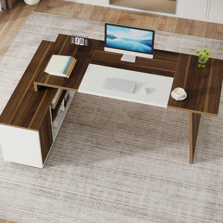 Hot Tribesigns L - Shaped Executive Desk, 70.5" Computer Desk with Cabinet