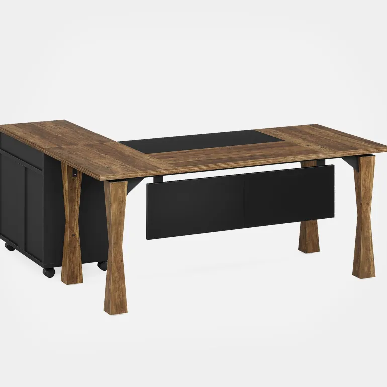 Cheap Tribesigns L - Shaped Executive Desk, 63" Computer Desk With File Cabinet