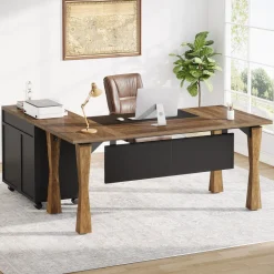 Cheap Tribesigns L - Shaped Executive Desk, 63