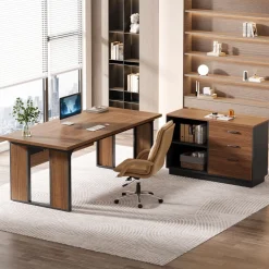 Cheap Tribesigns L - Shaped Executive Desk, 63
