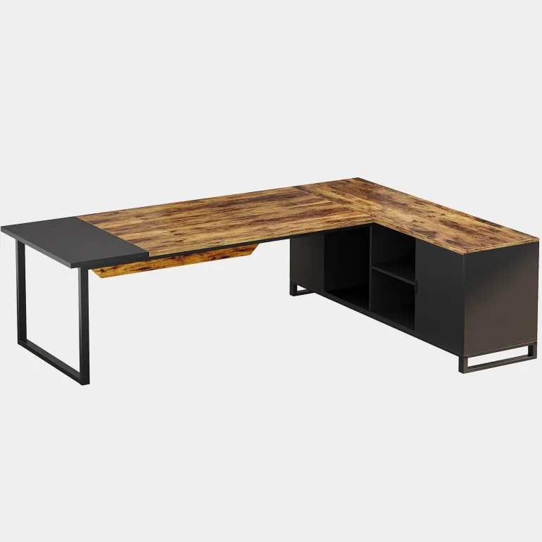 Cheap Tribesigns Large L - Shaped Desk, 70.87" Executive Desk with 55" File Cabinet